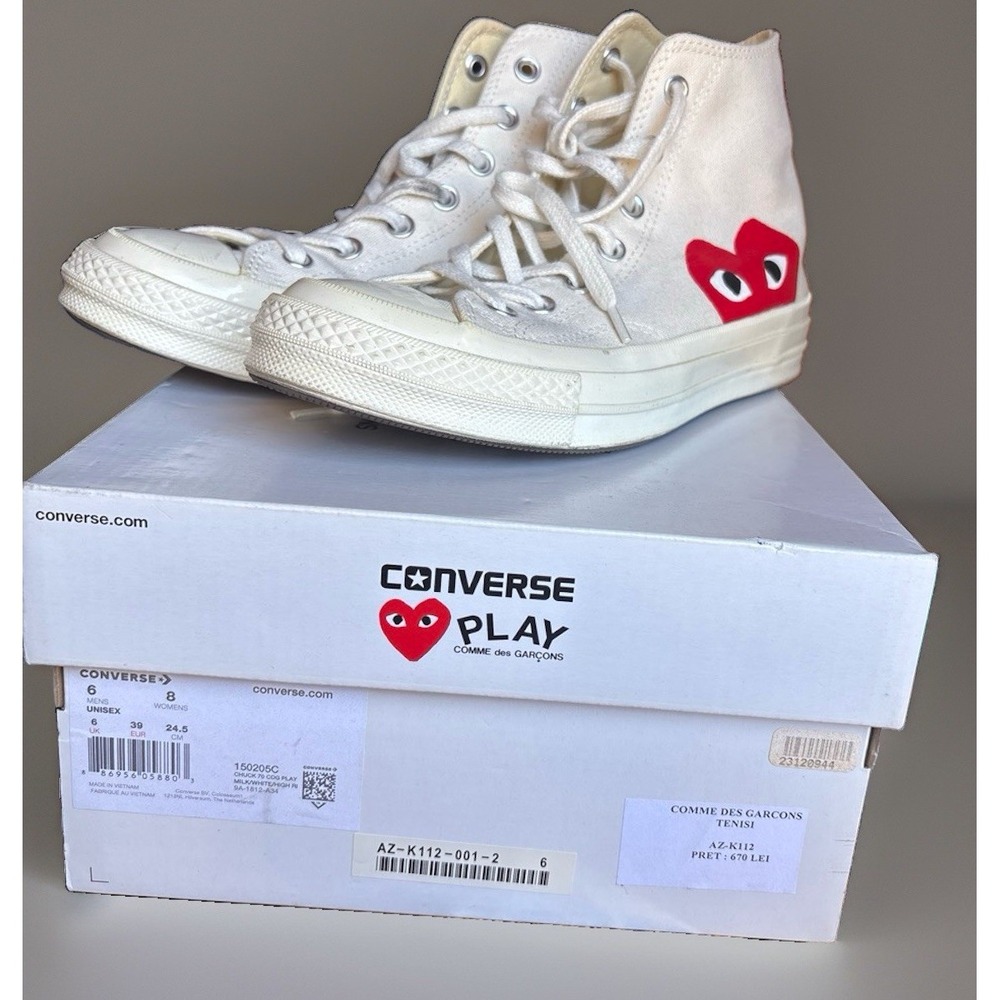 Converse Chuck Taylor All Star 70 Hi Comme des Garcons PLAY (2015) Milk Men's 6